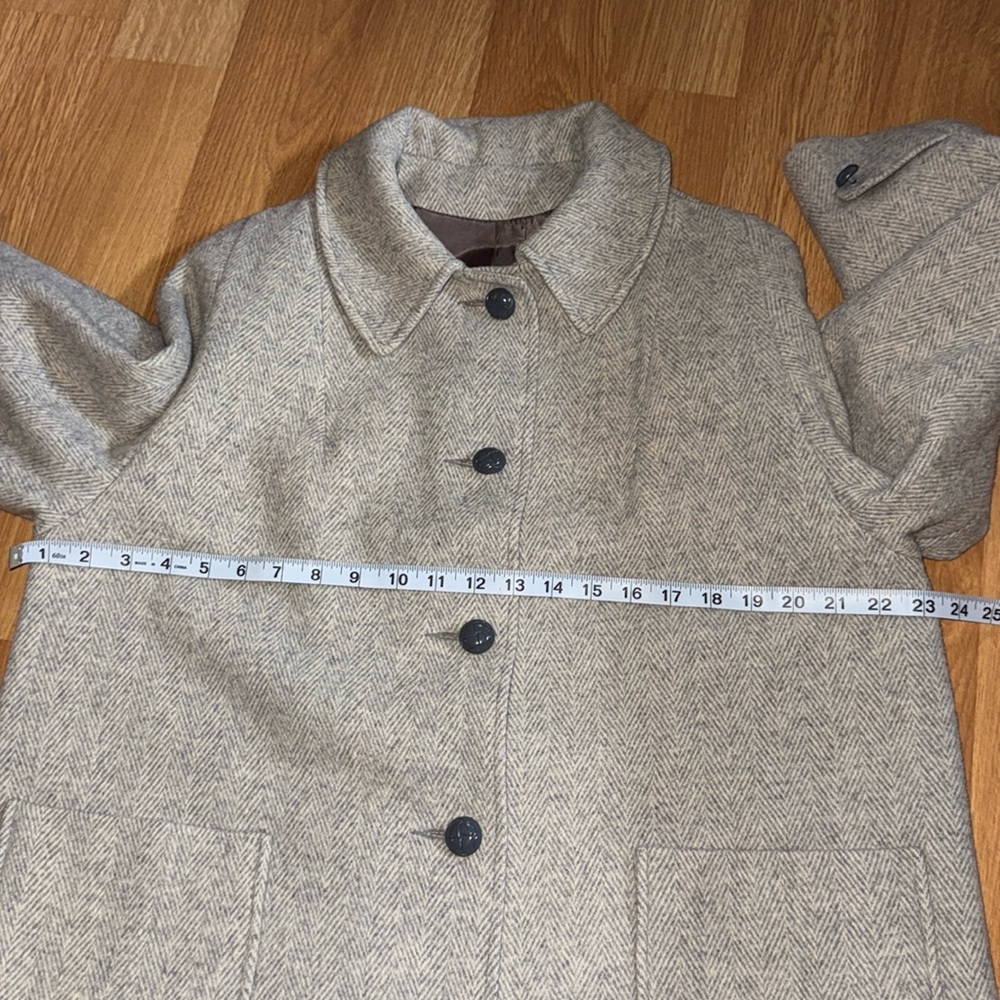 1960’s ILGWU Wool Italian Car Coat by Arlette Double Breasted Herringbone tweed - Picture 5 of 16
